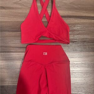 Crop Shop Boutique Cherry Freedom Set EUC XS Leggings and Top